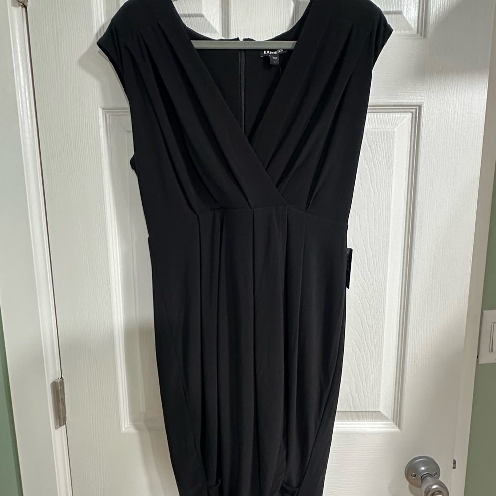 Women’s Express Faux Wrap Pleated Mini Sheath Dress